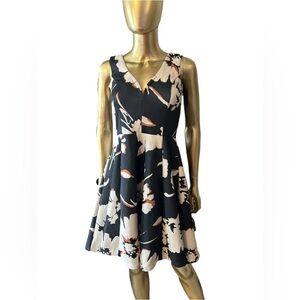 Maeve by Anthropologie Black Floral A-Line Mid-Length Dress Size 2